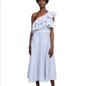 New! Kos Resort blue and white one shoulder dress